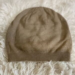Aldo Womens Beige Knit Beanie Winter Fall Hat Cream Cotton Acrylic Ribbed